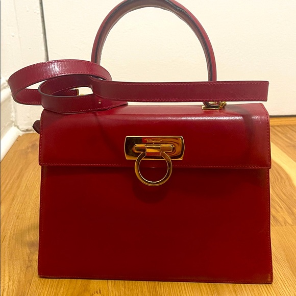 Salvatore Ferragamo Red Leather Satchel - Picture 1 of 12